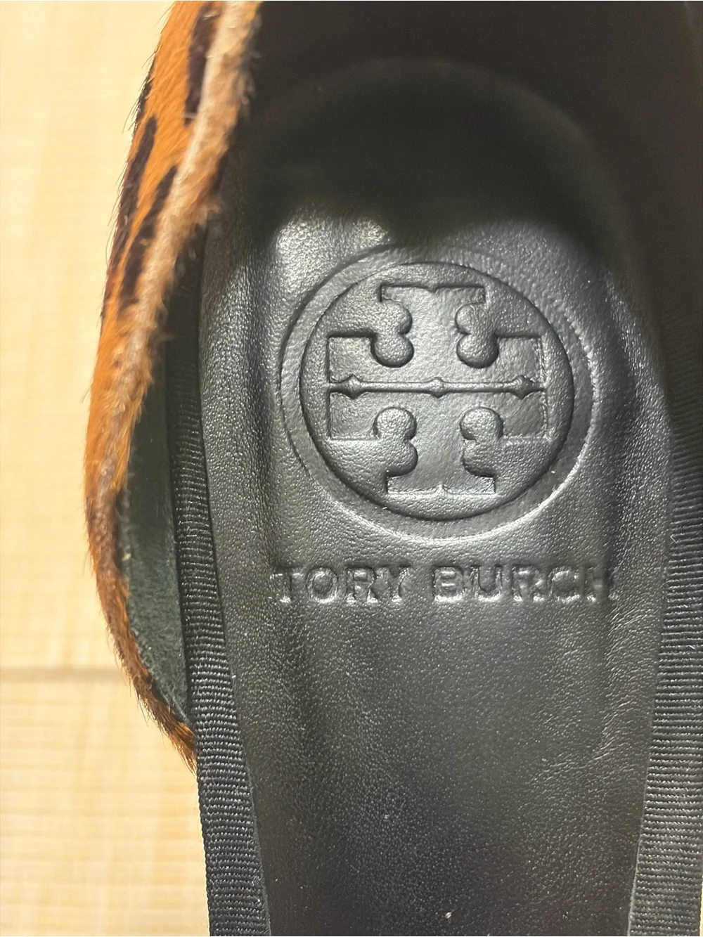 Tory Burch Black Sandals with Leopard Heel Accent